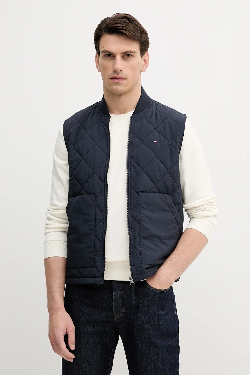 Vesta Tommy Hilfiger pánska, tmavomodrá farba, prechodná, MW0MW39647