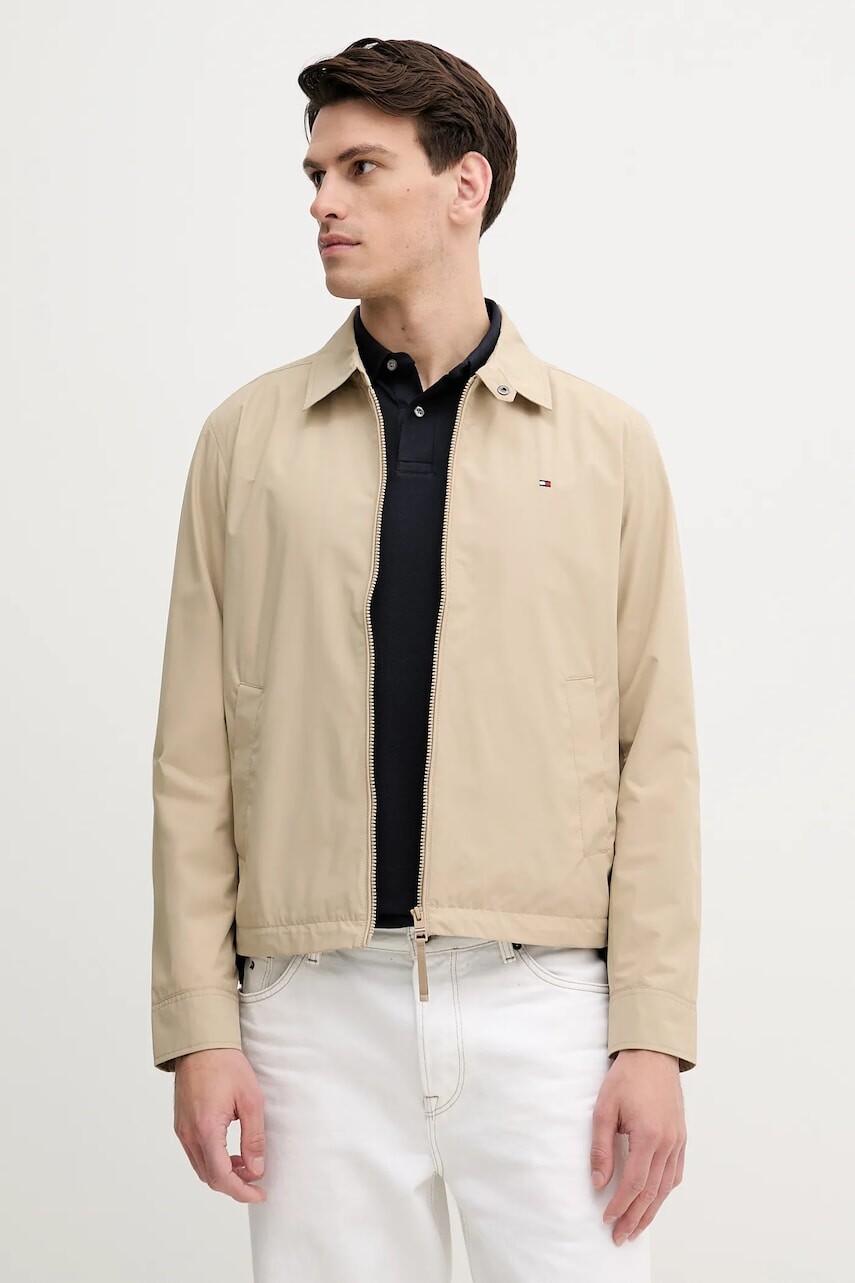 Bunda Tommy Hilfiger béžová farba, prechodná, MW0MW40582