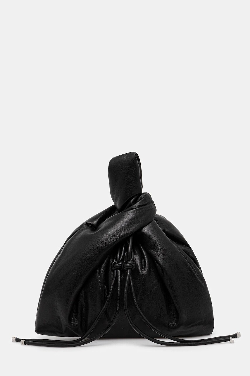 Kožená kabelka Nanushka JEN DRAWSTRING čierna farba, NW25SSBG04899