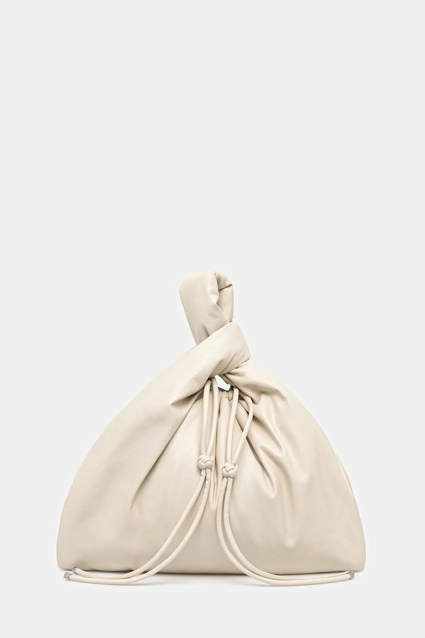 Kožená kabelka Nanushka JEN DRAWSTRING LARGE béžová farba, NW25SSBG03893