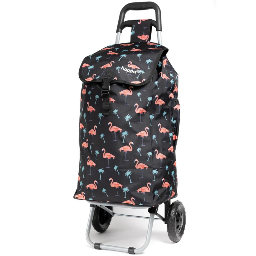 Nákupná taška na kolieskach Hoppa Flamingo - čierna