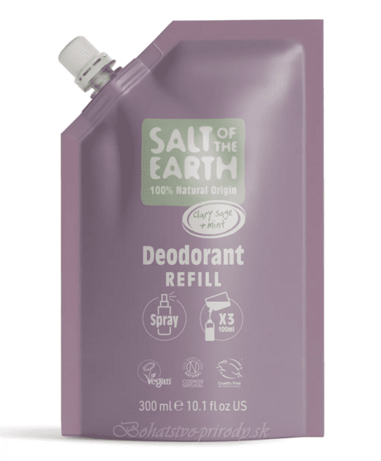 Salt of the Earth - Prírodný kryštálový deodorant - šalvia a mäta - náplň pre sprej 300ml