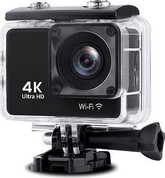 Hurtel Športová kamera 4 K Full HD Wi-Fi 16 Mpx vodotesná širokoúhla + príslušenstvo čierna