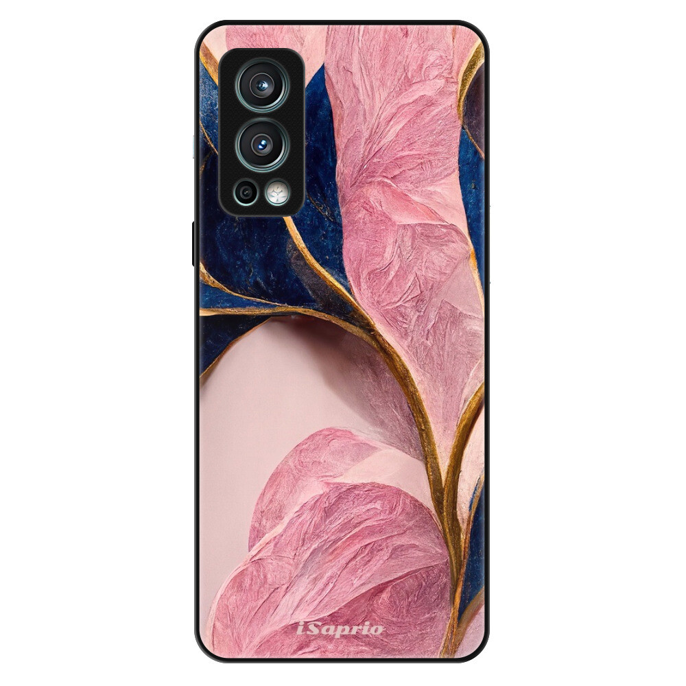Lesklé puzdro Exclusive iSaprio - Pink Blue Leaves - OnePlus Nord 2 5G