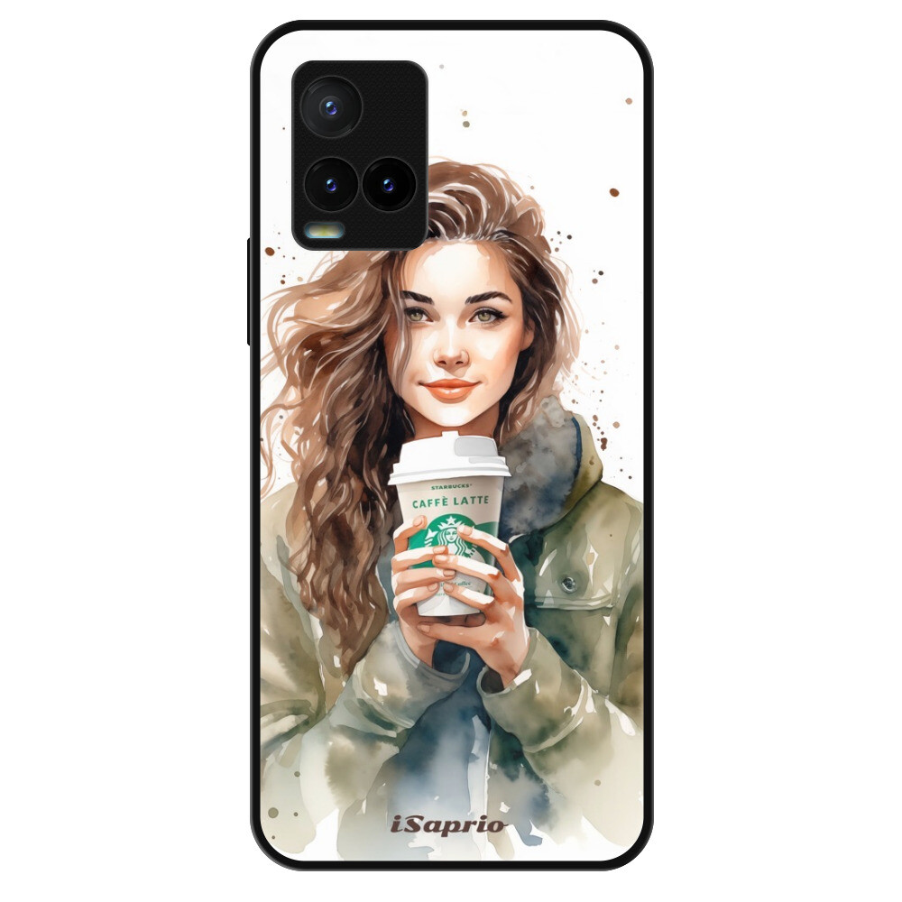 Lesklé puzdro Exclusive iSaprio - Girl With Latte - Vivo Y21 / Y21s / Y33s