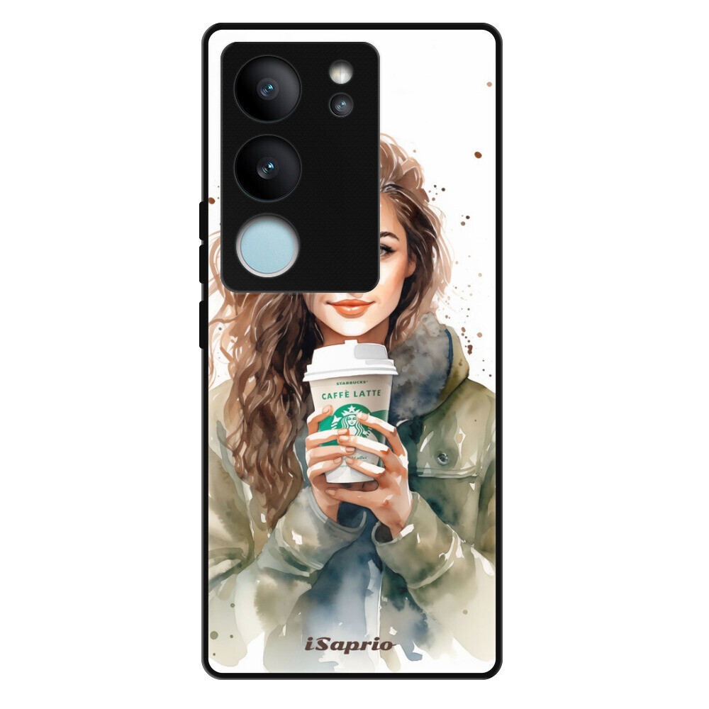 Lesklé puzdro Exclusive iSaprio - Girl With Latte - Vivo V29