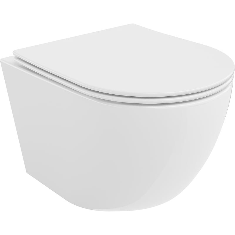 MEXEN/S - Lena Závesná WC misa Rimless Tornado vrátane sedátka s slow slim, duroplast, biela lesk 30220400T