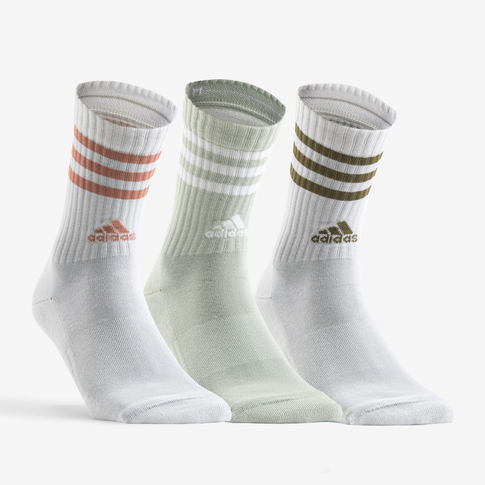 ADIDAS vysoké športové ponožky bielo-sivé s pásikmi 3 páry