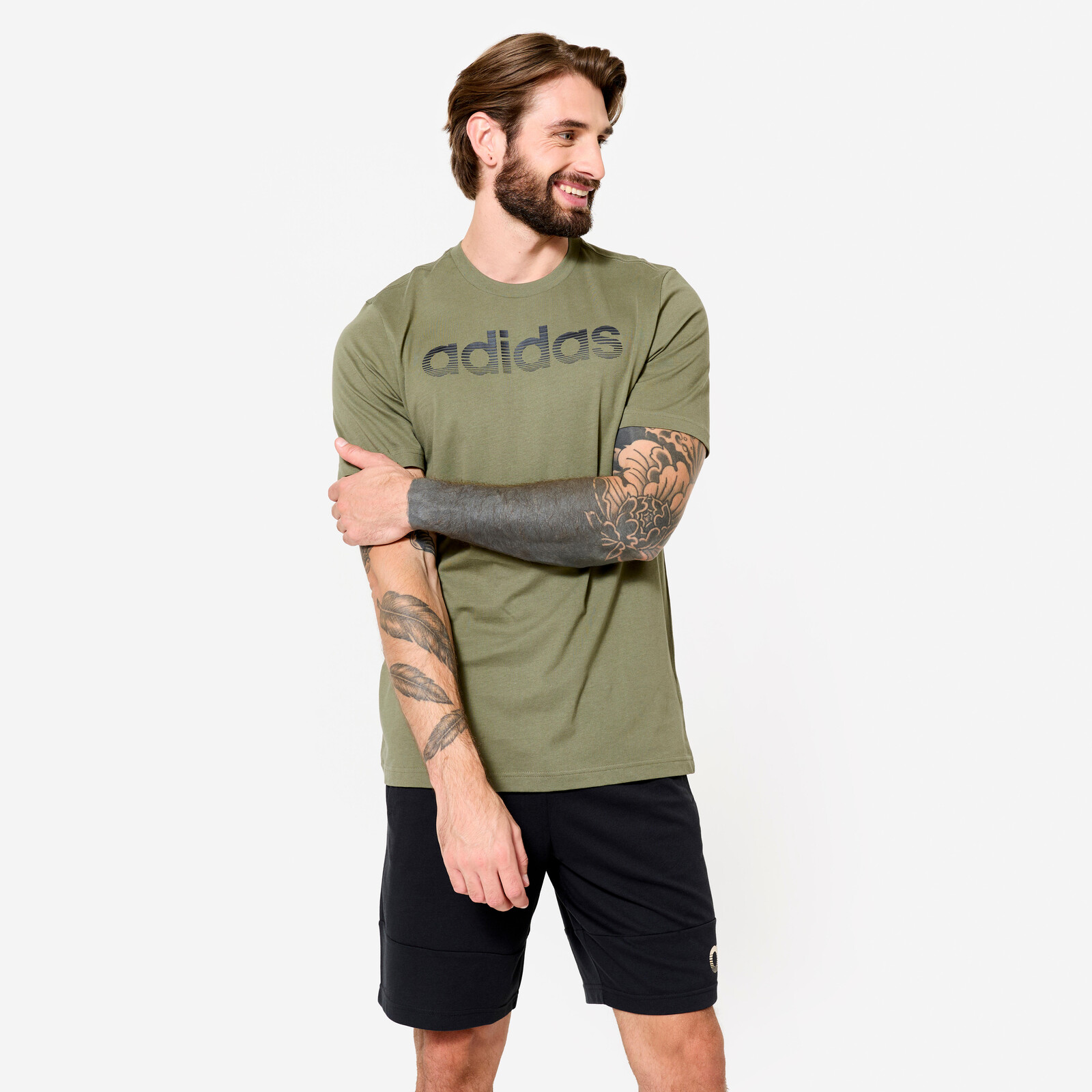 ADIDAS pánske fitness tričko olivové