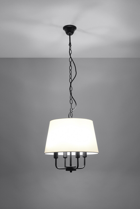 Závesná lampa Pasteri matná čierna 4x40W e14 béžové tienidlo