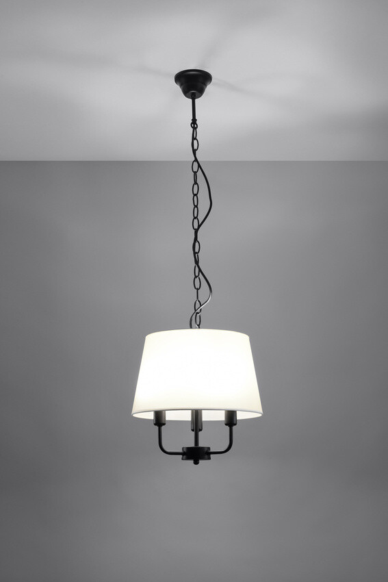 Závesná lampa Pasteri matná čierna 3x40W e14 béžové tienidlo