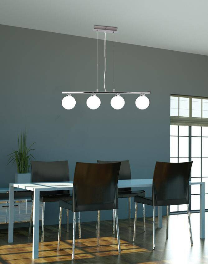 Závesná lampa chróm/biela guľa 4 RAISA
