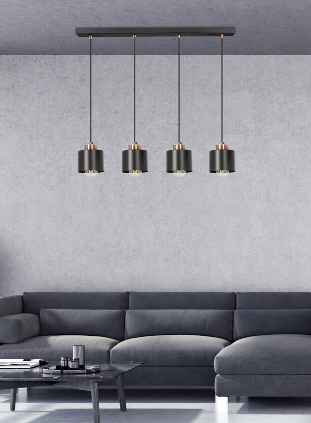 Závesná lampa čierna 4xE27 Olena