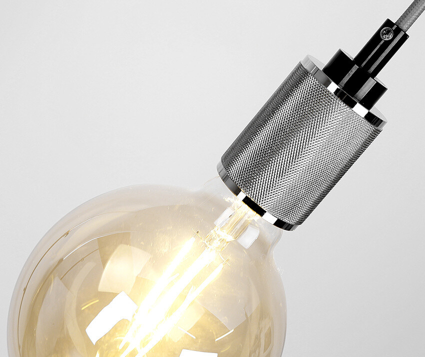 Kovová závesná chrómovo-čierna závesná lampa E27