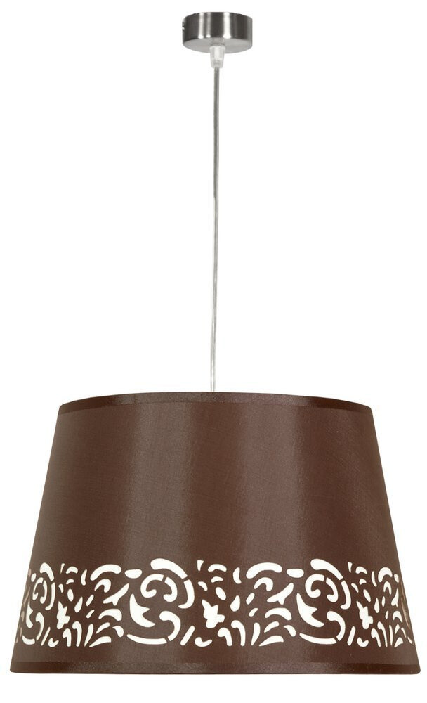 Hnedá závesná lampa s tkaným tienidlom so vzorom 60W E27 Kašmír