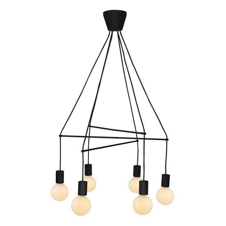 Závesná lampa čierna matná 6xE27 dvojitý okruh Alto