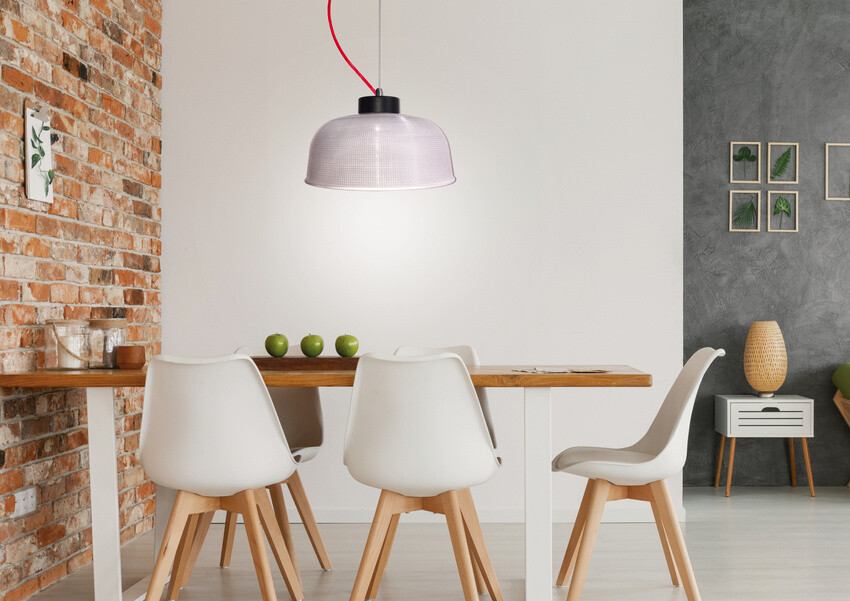 Závesná lampa Liverpool Ledea 27 cm sklo/červený kábel