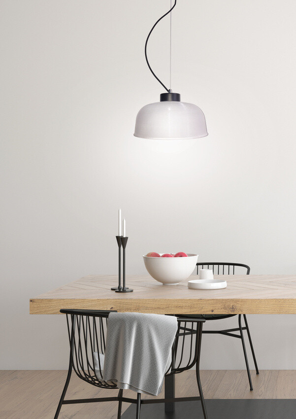 Závesná lampa Liverpool Ledea 27 cm sklo/čierny kábel