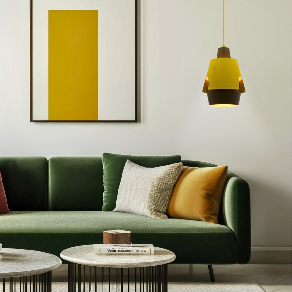 Závesná lampa žltá/sivá E27 Falun Ledea