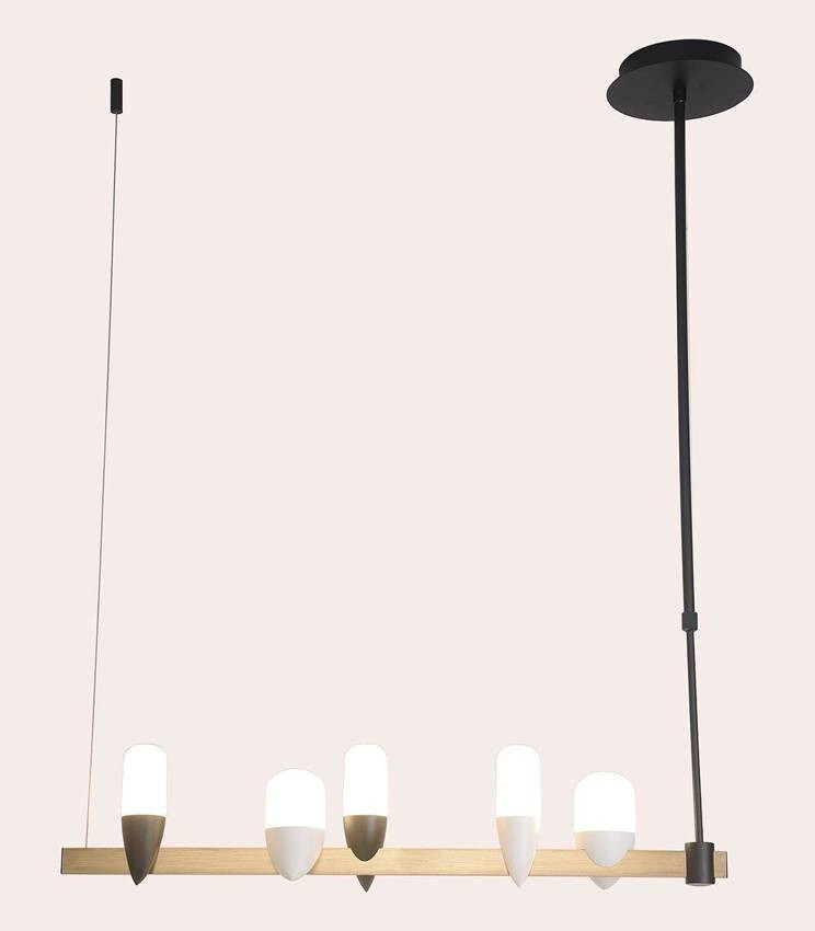 Závesná lampa na ostrovček čierno-zlatá LED 27W Sakai Ledea