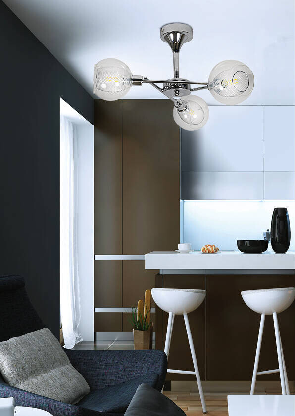Bezfarebná závesná lampa s chrómovým košom Ozzo