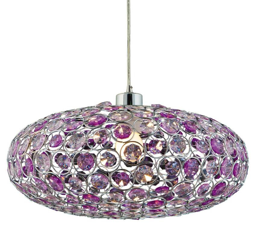 Fialová závesná stropná lampa Crysti e27