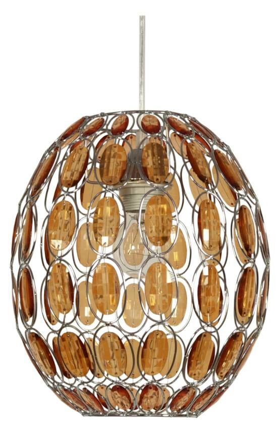 Oranžová závesná lampa s kryštálmi Selma