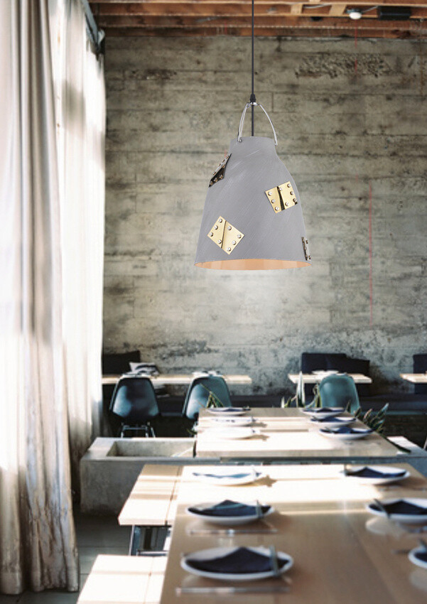 Závesná stropná lampa 1X60W E27 sivá + zlatá PATCH