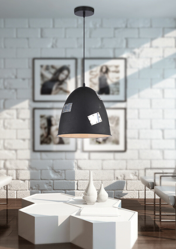 Závesná stropná lampa 1X60W E27 čierna + chróm PATCH