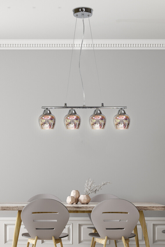 Nastaviteľná závesná lampa s chrómovým 3D tienidlom zo skla Sirius