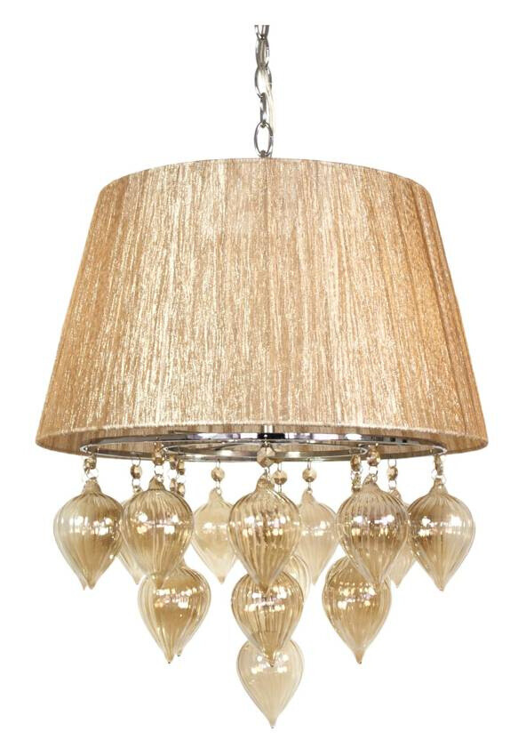 Závesná lampa Elissa v sivej a béžovej farbe na retiazke