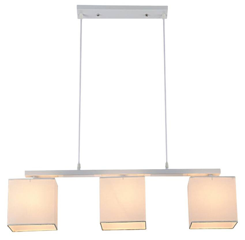 Závesná lampa biela + béžové tkané tienidlo 3x40W Boho