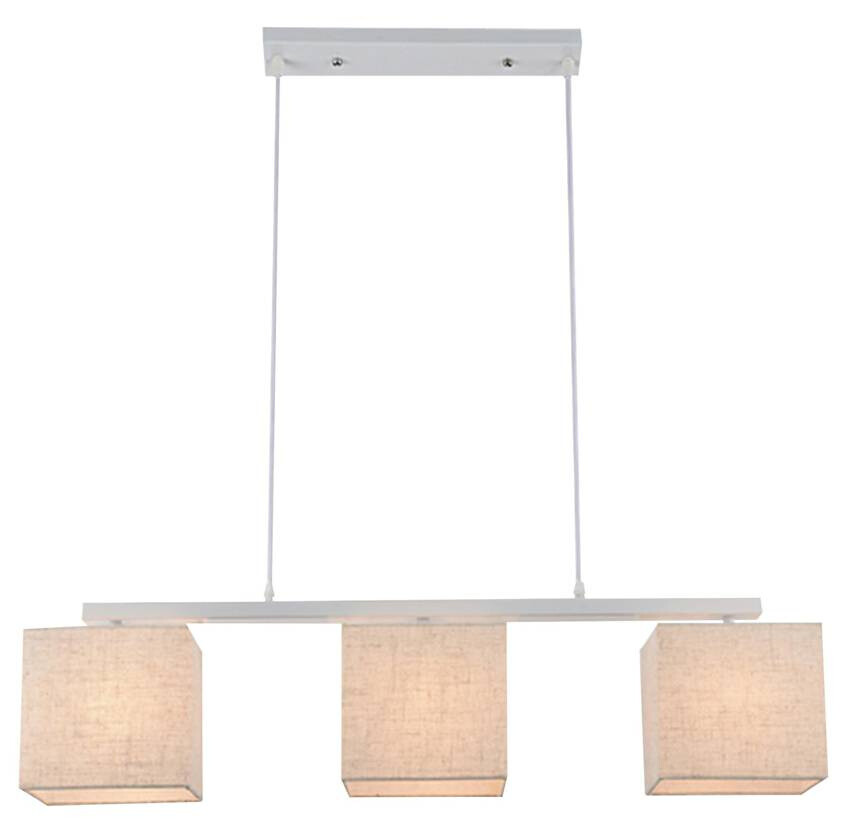 Biela závesná lampa s ľanovým tienidlom 3x40W E27 Boho