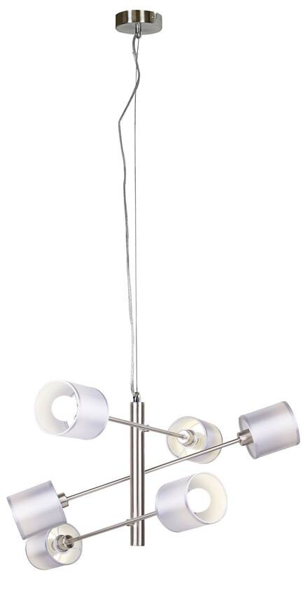 Závesná lampa, výškovo nastaviteľná, saténová, 6x40W, Saxofón