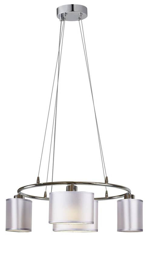 Závesná lampa s chrómovým povrchom 4x40W, látkové tienidlo Ban