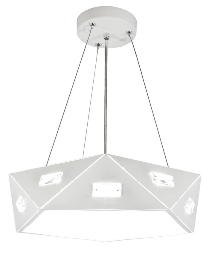 Biela päťuholníková závesná lampa, nastaviteľná, 3xG9 Nemesis