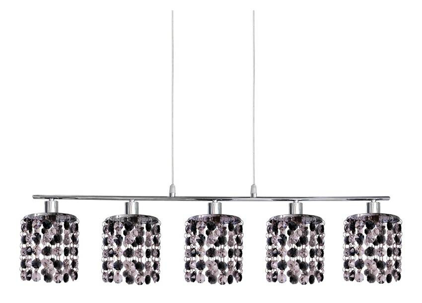 Závesná lampa chrómová s čiernymi a bielymi kryštálmi 5x40W Royal