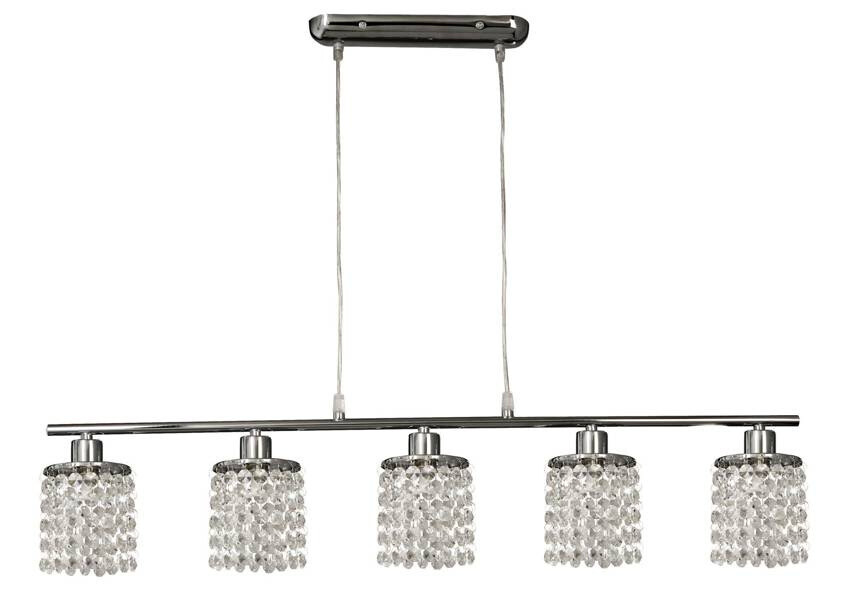 Závesná lampa chrómová s bielymi kryštálmi 5x40W Royal