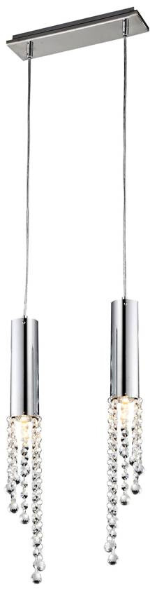 Závesná stropná lampa chrómová teplá LED 2x3W + žiarovky Duero