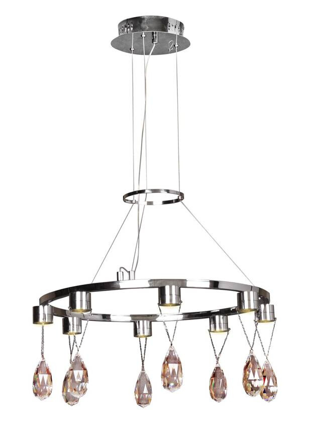 Závesná LED lampa s chrómovými kryštálmi Prisma