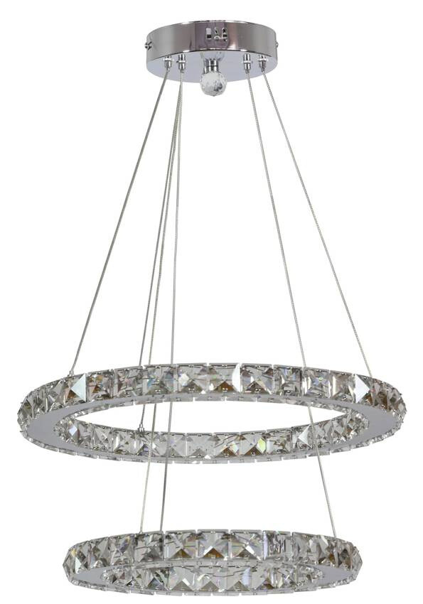 LED stropná závesná lampa 2 kruhy s kryštálmi Lords