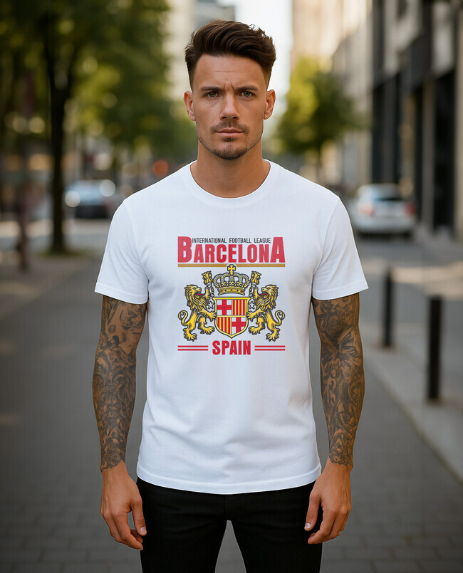 Barcelona 3 pánske tričko biele - 5XS (116)