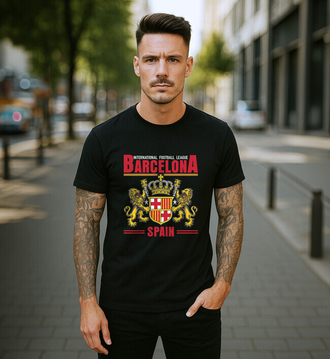 Barcelona 3 pánske tričko čierne - 5XS (116)