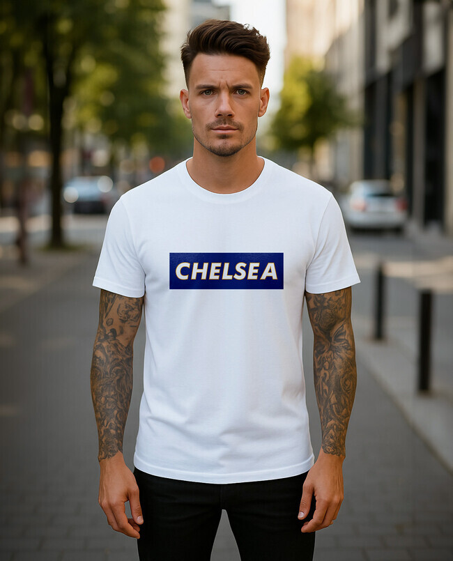 Chelsea grafika pánske tričko biele - 5XS (116)