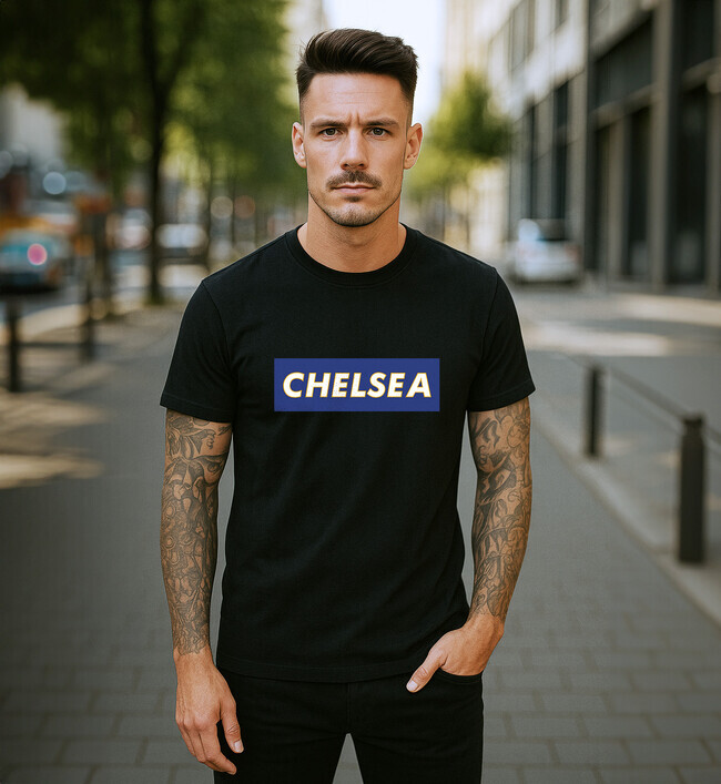 Chelsea grafika pánske tričko čierne - 5XS (116)