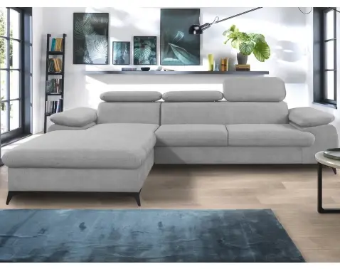 Rohová sedacia súprava Scala, svetlo šedá látka, ľavý roh%