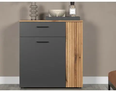 Skrinka so zásuvkou Esteban 80 cm, antracit/dub evoke%