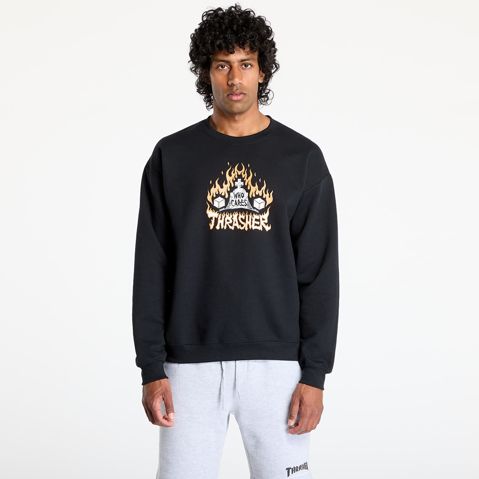 Mikina Thrasher Who Cares by Neckface Crewneck Black M