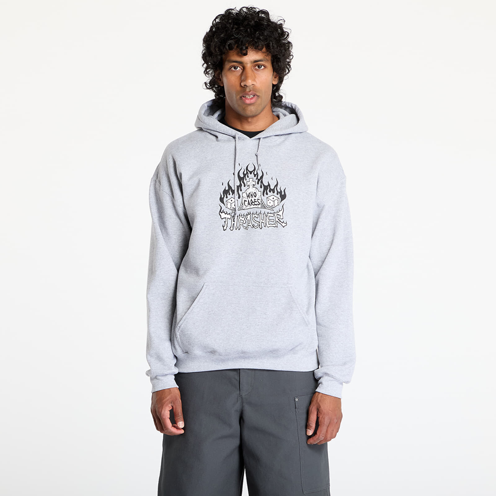 Mikina Thrasher Who Cares by Neckface Hoodie Grey XL