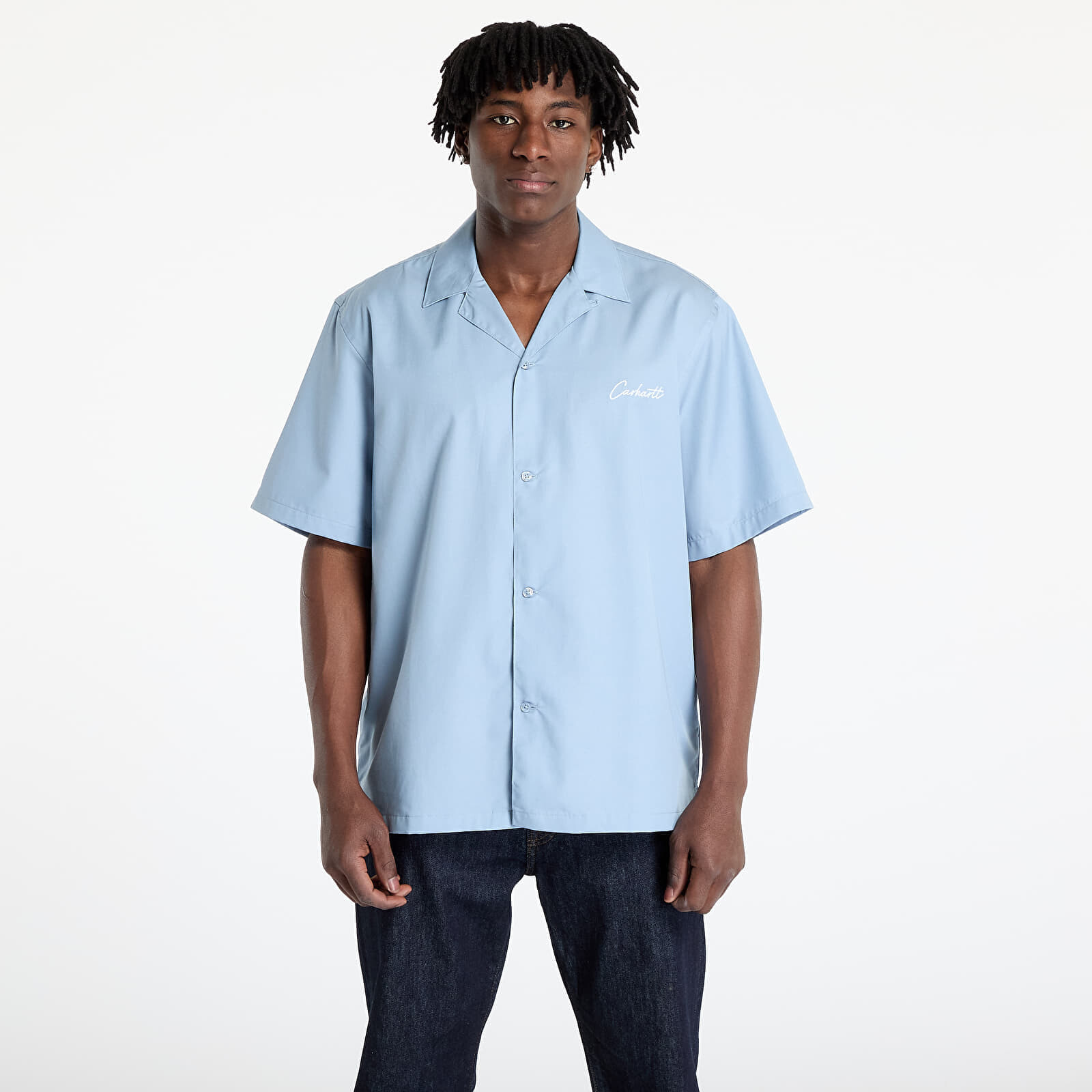 Košeľa Carhartt WIP S/S Delray Shirt UNISEX Frosted Blue/ White M